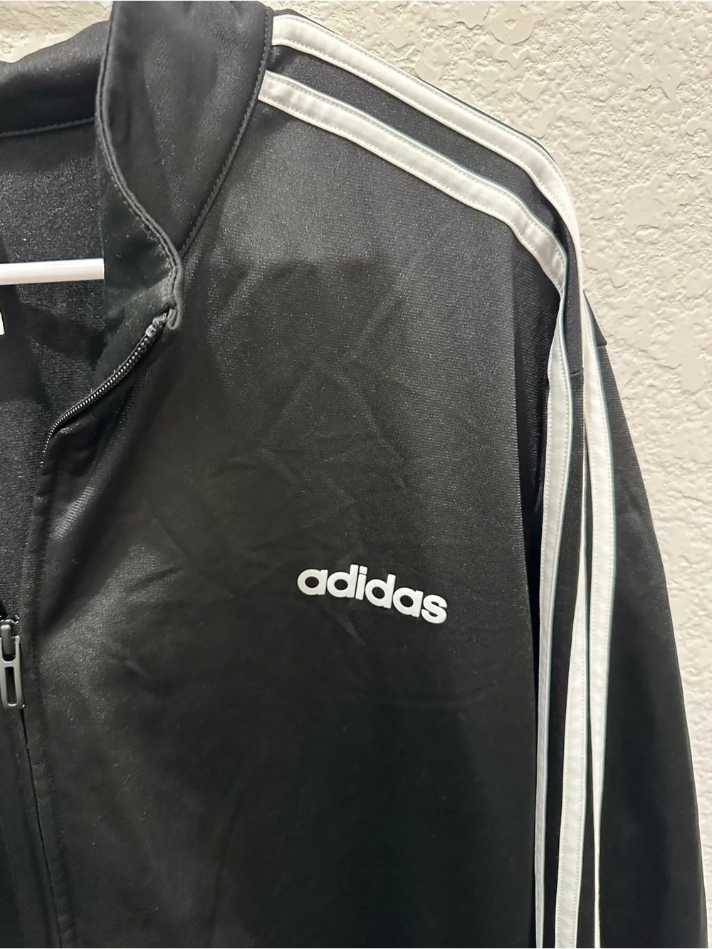 adidas Black Track‎ Jacket with White Three-Stripes